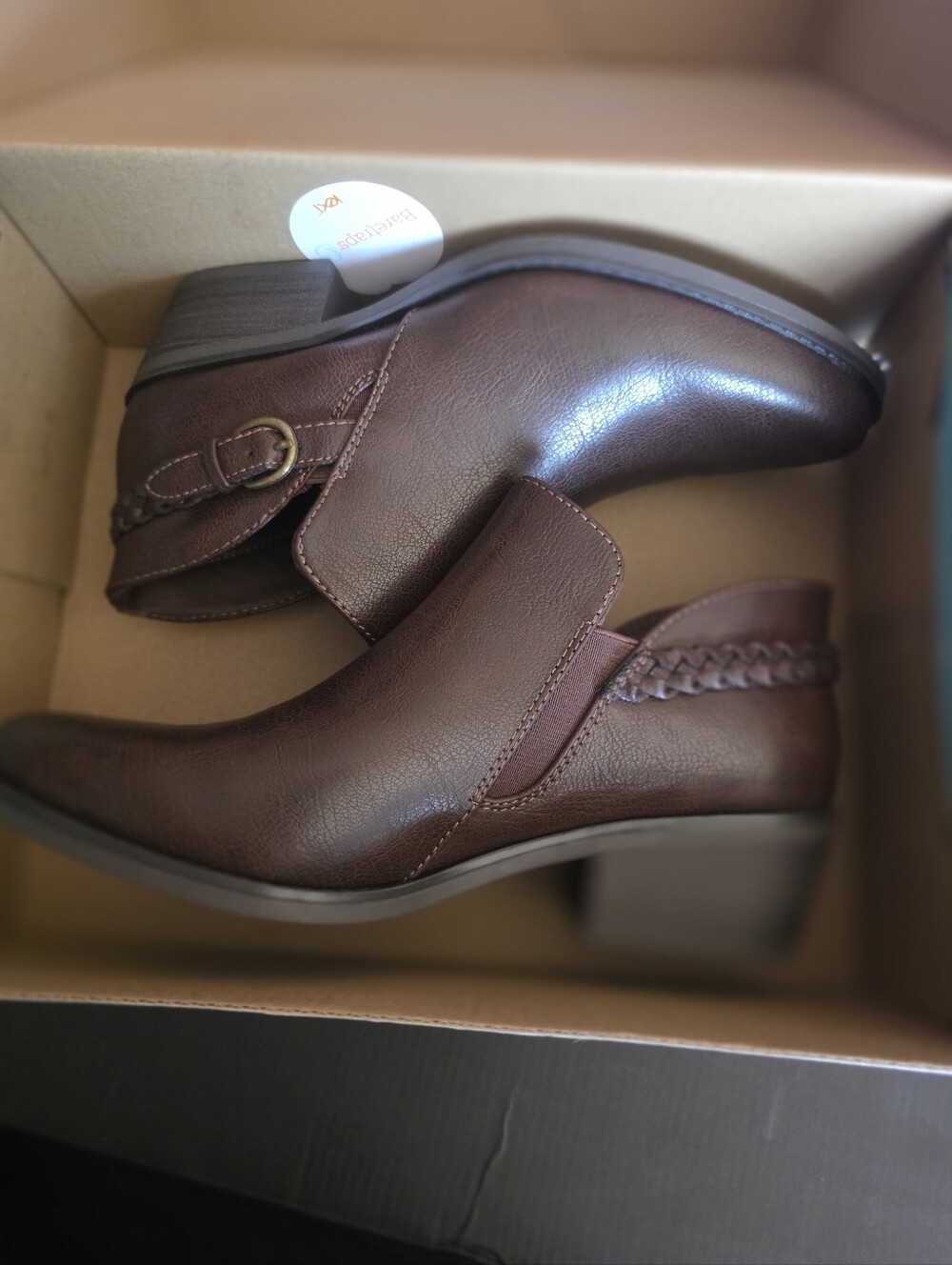 BareTraps Brown Leather Men's Chukka Boots with Braided Strap